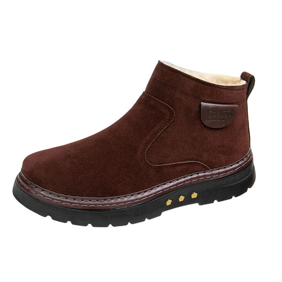 YLYL Mens Ankle Boots Warm Fur Lining Waterproof Outdoor Slip-on Winter Snow Booties