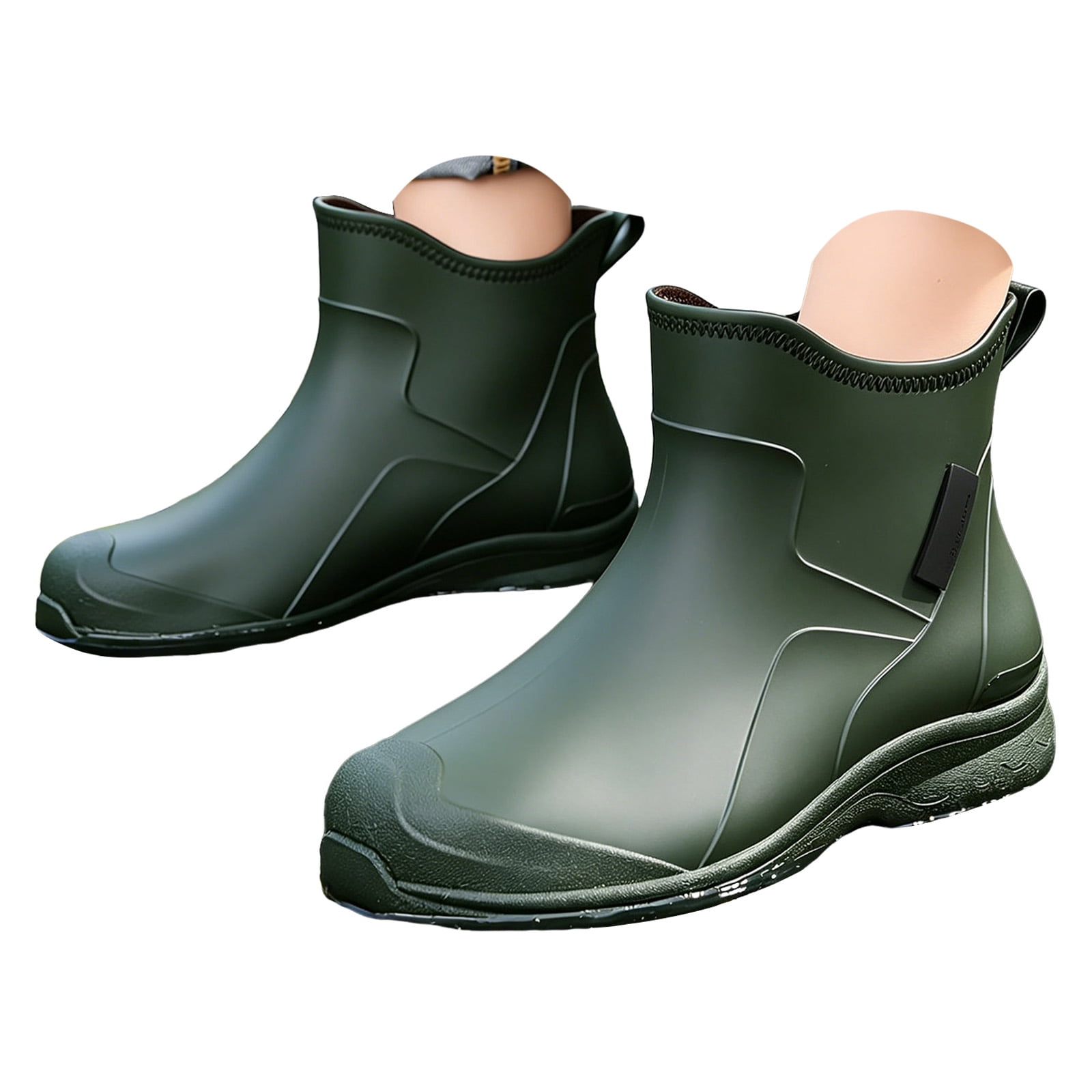 Men\'s Waterproof Rubber Ankle Boots Memory Foam Anti-Slip Fishing Rain Boots Mens Deck Boots for Fishing Waterproof main image 4