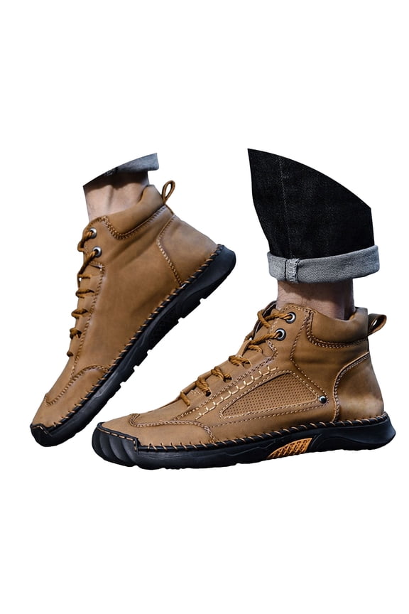 Mens Boots Wide Width Waterproof Anti-Slip Arch Support Pressure Relief Outdoor Hiking Shoes