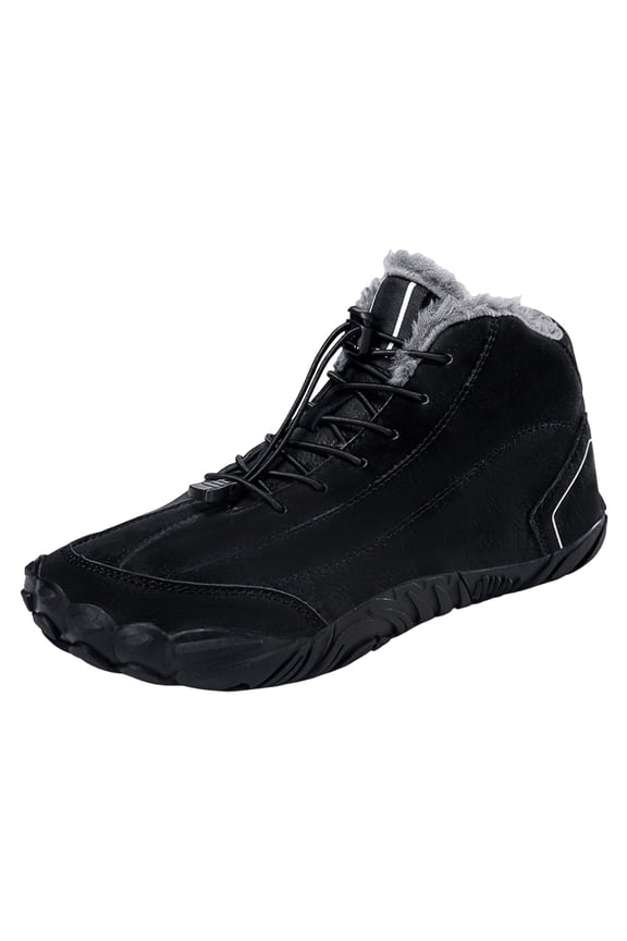 Mens Winter Snow Boots Barefoot Shoes Warm Fur Lined Wide Toe Waterproof Anti-Slip Ankle Booties