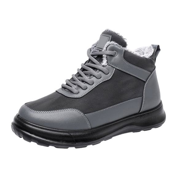 YLYL Mens Winter Snow Boots Warm Fur Lined Lace up Waterproof Insulated Slip on Outdoor Hiking Booties