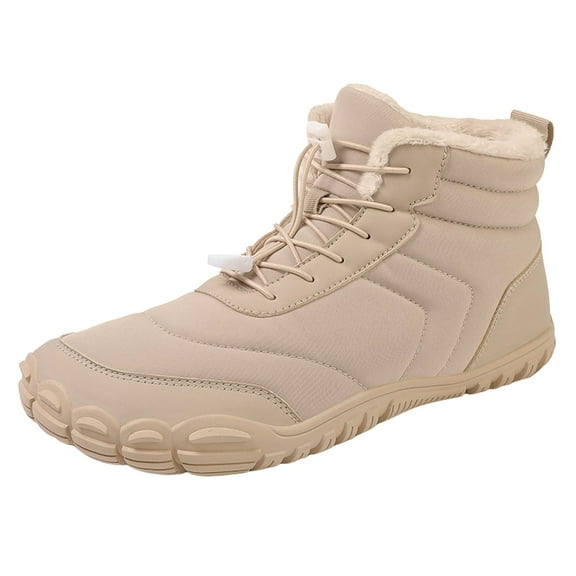 YLYL Mens Womens Barefoot Snow Boots Winter Warm Shoes Fur Lined Wide Toe Box Zero Drop Ankle Sneakers