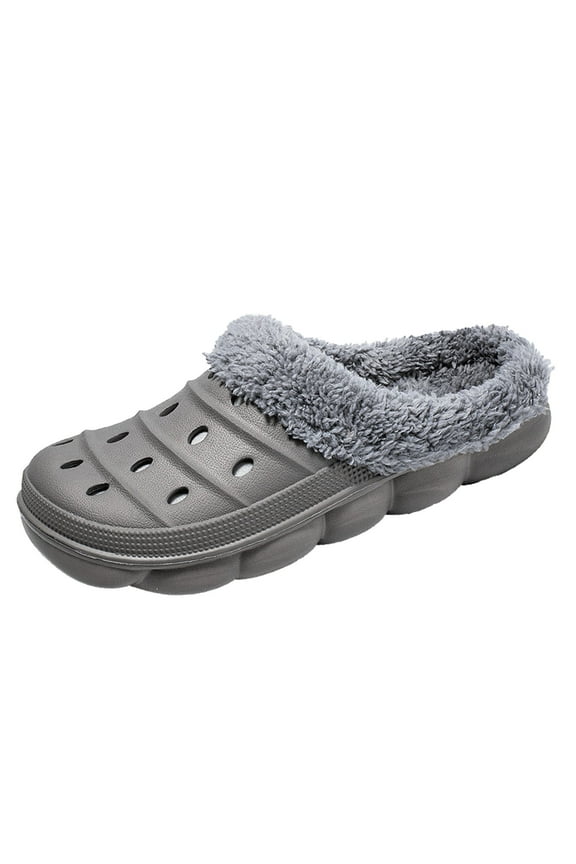 Mens Womens Winter House Slippers Soft Fleece Lining Breathable Warm Non-Slip Clogs Footwear