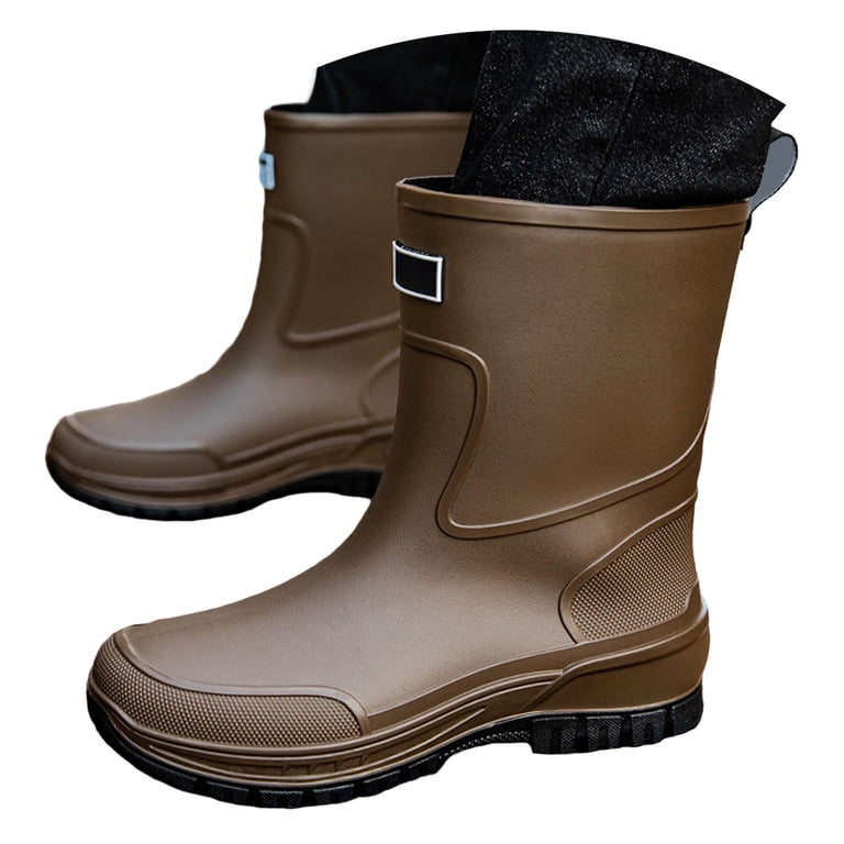 Waterproof PVC Rain Work Boots Slip-Resistant Pull-On Men\'s Mid-Calf Amazon.com | E KAINI Mens Rain Boots Water boots Waterproof  main image 3