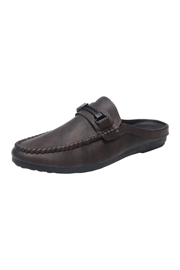Mule Loafers for Men Slip on Round Closed Toe Fashion Comfortable Casual Backless Flat Shoes