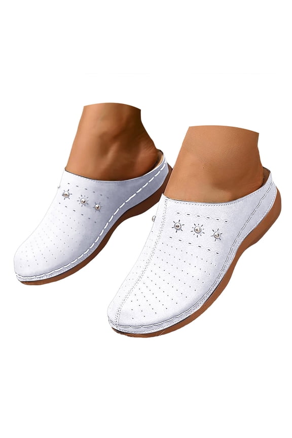 Orthopedic Clogs for Women Closed Toe Open Back Wedge Heel Slip on Comfortable Casual Mules