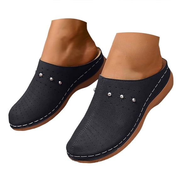 YLYL Orthopedic Clogs for Women Wide Width Arch Support Comfortable Casual Open Back Slip on Walking Mules