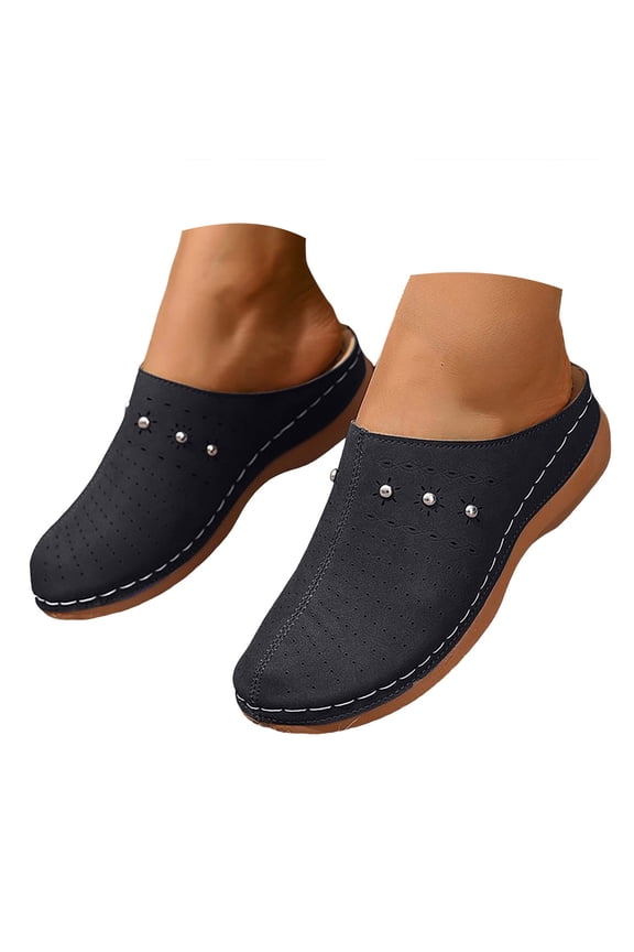 Orthopedic Clogs for Women Wide Width Arch Support Comfortable Casual Open Back Slip on Walking Mules