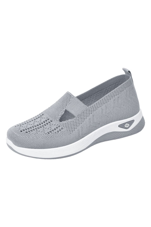 Orthopedic Flats Shoes for Women Lightweight Comfortable Arch Support Sneaker Breathable Knitted Soft Non-Slip Woven Walking Shoes