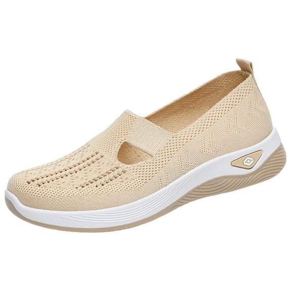 YLYL Women's Woven Orthopedic Sneakers Breathable Soft Sole Arch Support Walking Running Slip on Shoes
