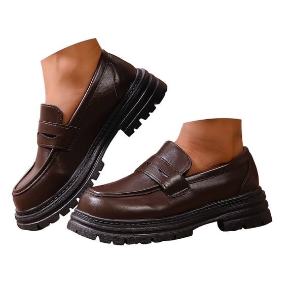 YLYL Penny Loafers for Women Chunky Heel Slip on Comfortable Casual Business Office Work Dress Shoes