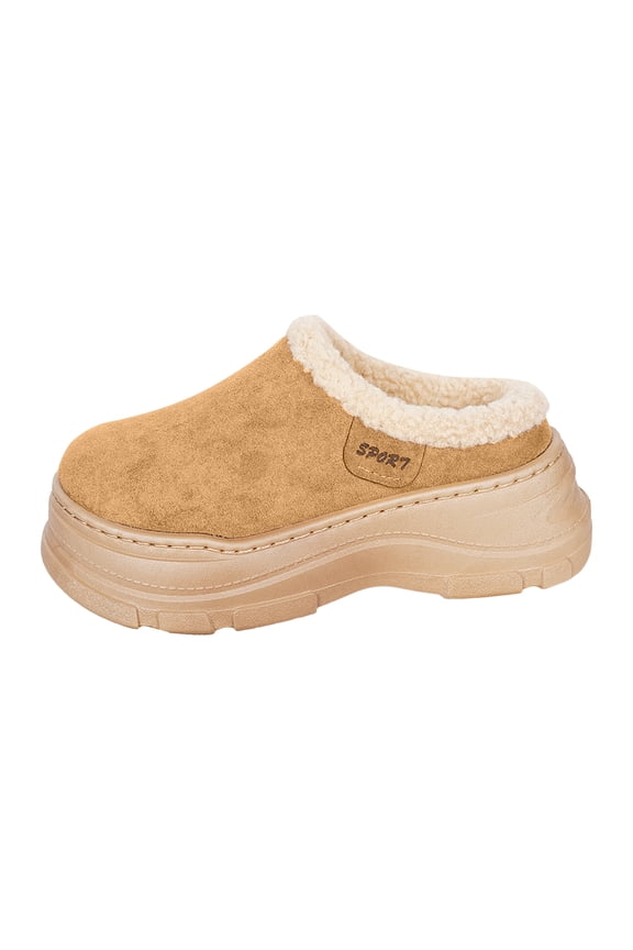 Platform Clogs for Women Men Suede Warm Fur Lined Memory Foam Non Slip Closed Toe Mules Shoes