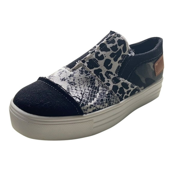 YLYL Platform Fashion Sneakers for Women Leopard Design Casual Low Top Canvas Shoes Slip on Flats Loafers Driving Walking Shoes