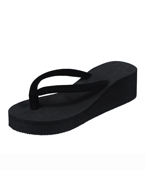 Platform Flip Flops for Women with Arch Support High Heel Wedge Sandals Comfortable Walking Beach Cushion Sandals