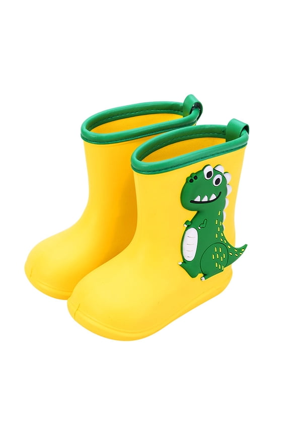 Rain Boots Toddler with Pull on Handles Seamless PVC Rainboots for Water Beach Outdoor Playing