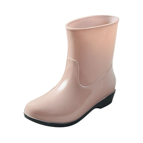 YLYL Rain Boots Women Mid Calf Waterproof Fashion Garden Shoes Anti-Slipping Comfortable Light Rain Shoes