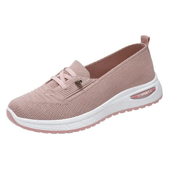 YLYL Slip on Sneakers Women Breathable Mesh Knitted Woven Low Top Walking Shoes Lightweight Wide Width Non-Slip Shoes