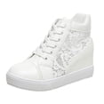 thumbnail image 1 of YLYL Sneakers for Women Platform Chunky Wedge Hidden Heel Lace Crochet Lace up High Top Shoes, 1 of 9