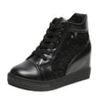 thumbnail image 1 of YLYL Sneakers for Women Platform Chunky Wedge Hidden Heel Lace Crochet Lace up High Top Shoes, 1 of 9
