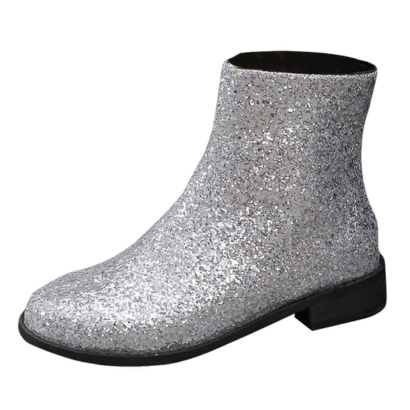 YLYL Sparkle Ankle Boots for Women Chunky Low Heel Round Toe Side Zipper Dressy Party Prom Wedding Booties