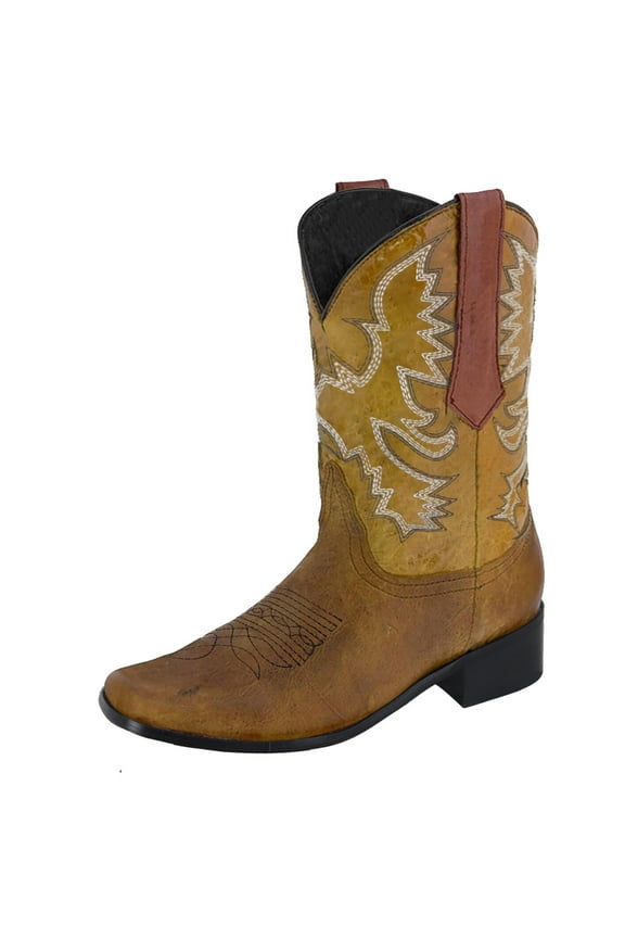 Women Classic Cowboy Booties Embroidered Pointed Toe Ankle Boots Pull on Block Heel Western Country Booties