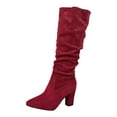thumbnail image 1 of YLYL Suede Knee High Boots for Women Slouchy Chunky High Heel Pointed Toe Pull on Fashion Riding Long Boots, 1 of 9