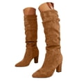 thumbnail image 1 of YLYL Suede Knee High Boots for Women Slouchy Chunky High Heel Pointed Toe Pull on Fashion Riding Long Boots, 1 of 9