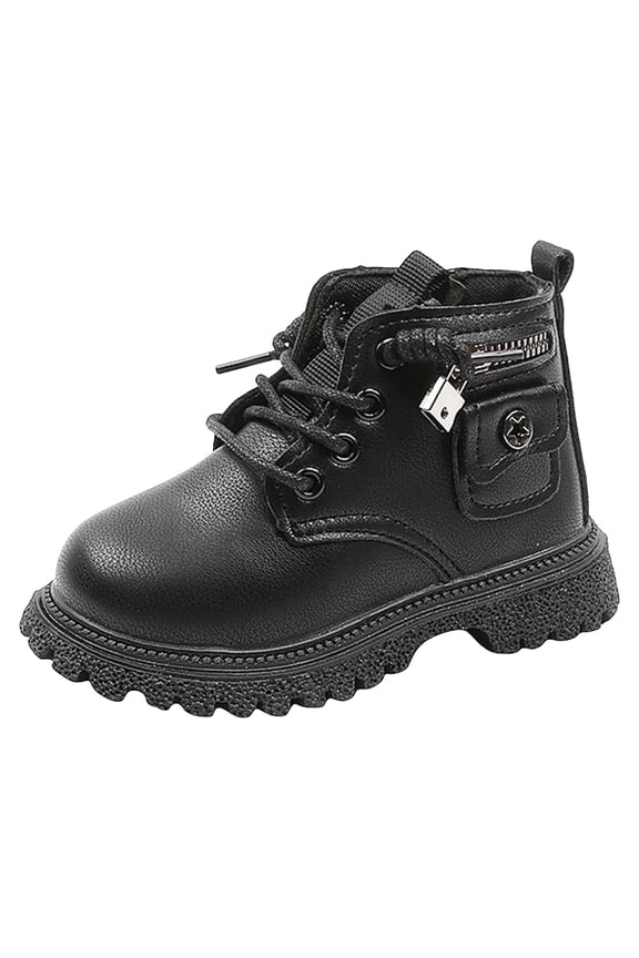 Toddler Boys Girls Ankle Boots with Side Zipper Lace up Boots for Outdoor Play and Everyday Wear