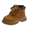 thumbnail image 1 of YLYL Toddler Boys Girls Boots Hiking Ankle Outdoor Waterproof Kids Work Boots Winter Snow Lace up Zipper Combat Booties, 1 of 9