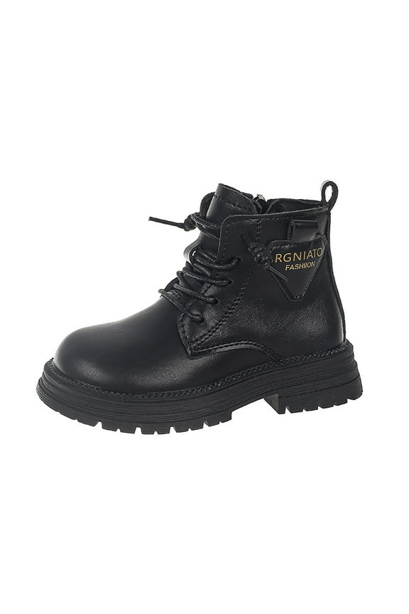 Toddler Boys Girls Classic Hiking Boots PU Leather Outdoor Four Seasons Ankle Sneaker High Top Durable Rubber Sole Casual Shoes
