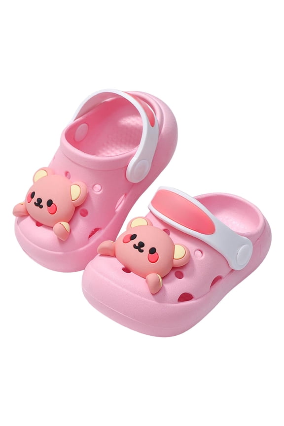 Toddler Clog Slippers Cute 3D Bear Back Strap EVA Waterproof Non Slip Summer Pool Beach Shoes
