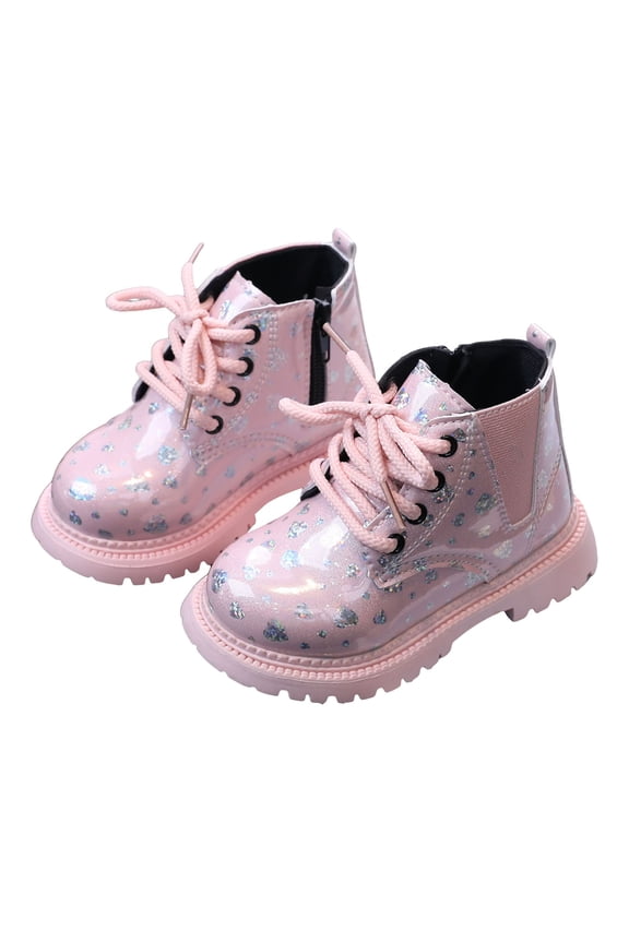 Toddler Girl Ankle Boots Side Zip Work Boot Short Fall Little Kids Waterproof Combat Lace up Leather Boots