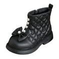 thumbnail image 1 of YLYL Toddler Girls Adorable Bowknot Fur Lined Ankle Boots Kids Outdoor Side Zipper Short Booties Winter Warm Shoes, 1 of 9