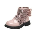 thumbnail image 1 of YLYL Toddler Girls Ankle Boots Fashion Zipper Sparkle Sequins Booties Lightweight Comfy Boots for Little Kids/Big Kids, 1 of 9
