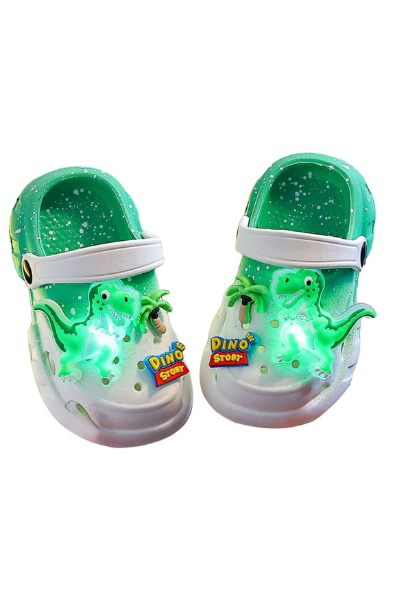 Toddler Kid Boys Girls Clogs Shoes Light up LED Flash Cartoon Dinosaur Non Slip Summer Beach Slippers