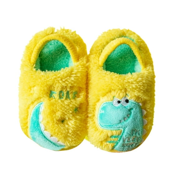YLYL Toddler Kid Boys House Slippers Cartoon Cute Dinosaur Plush Slip on Warm Bedroom Shoes