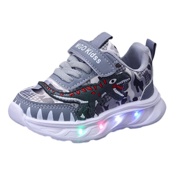 YLYL Toddler Little Kids Boys Girls Sneakers Dinosaur LED Flashing Light up No Slip Lightweight Shoes