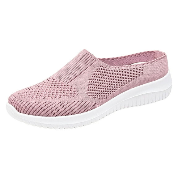 YLYL Walking Shoes Women Backless Summer Slip-On Mule Shoe Mesh Breathable Orthotic with Arch Support Closed Toe Slides Slippers