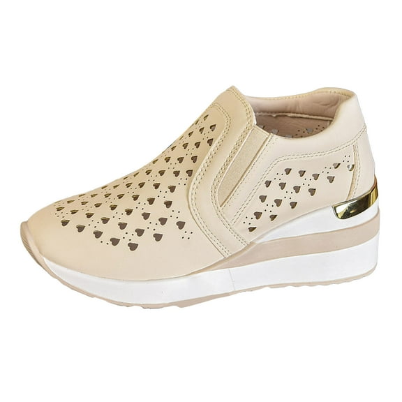 YLYL Walking Sneakers for Women Lightweight Thick Soled Wedge Heeled Non Slip Athletic Fashion Sneakers