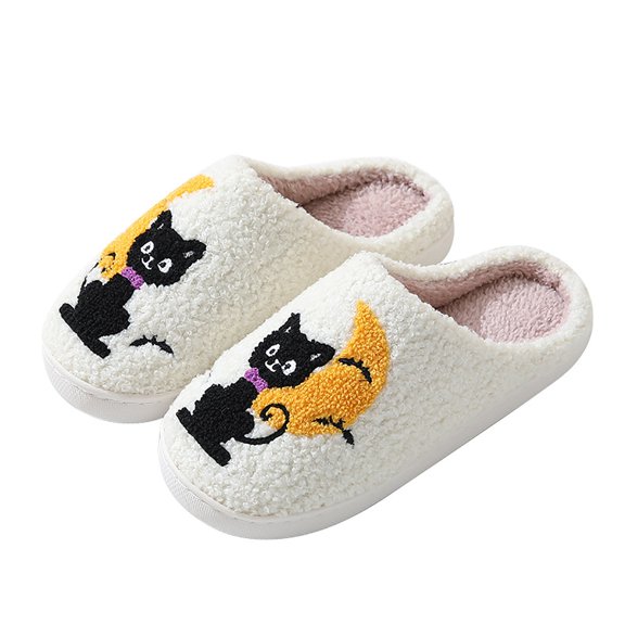 YLYL Halloween Slippers for Women Men Fall Ghost Pumpkin Cute Soft Plush Fuzzy House Home Outdoor Indoor Shoes