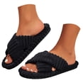 thumbnail image 1 of YLYL Corduroy Women House Slippers Memory Foam Crossbands Open Toe Slip on Indoor Outdoor Bedroom Slippers, 1 of 9