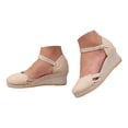 thumbnail image 1 of YLYL Wedge Platform Sandals for Women Espadrilles Ankle Strap Closed Toe Dressy Summer Beach Shoes, 1 of 9