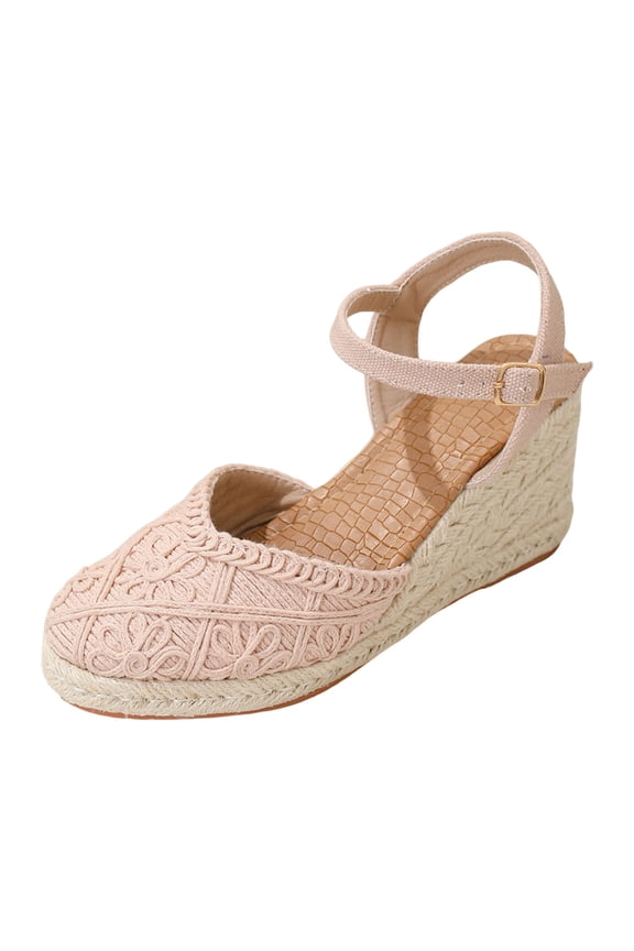 Wedge Sandals for Women Bohemian Espadrilles Ankle Strap Closed Toe Arch Support 2026 Summer Beach Shoes