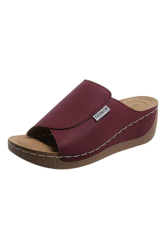 Wedge Sandals for Women Open Toe Arch Support Slip on Summer Beach Platform Slippers