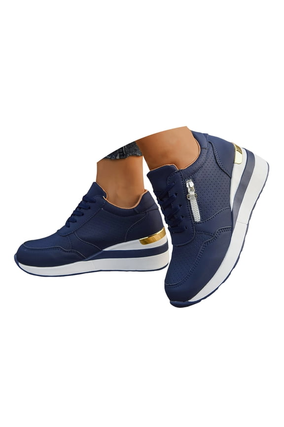 Wedge Sneakers for Women Non-Slip Lace up High Heel Fashion Tennis Platform Sneakers