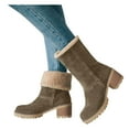 thumbnail image 1 of YLYL Winter Boots for Women Slip on Stacked Heel Warm Suede Fur Lined Snow Ankle Outdoor Mid Calf Boots, 1 of 7