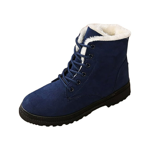 YLYL Winter Snow Boots for Women Warm Fur Lined Ankle Comfortable Suede Lace up Booties Flat Shoes