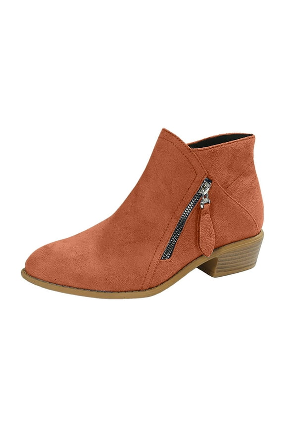 Women Ankle Boots Casual Slip on Low Heel Short Stacked Heel Cowgirl Booties