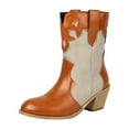 thumbnail image 1 of YLYL Women Ankle Boots Comfortable Low Mid Heel Round Closed Toe Western Short Boots, 1 of 9