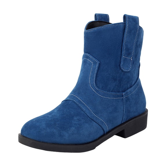 YLYL Women Ankle Boots Slouchy Low Heel Almond Round Toe Heel Comfort Dressy Fashion Western Cowgirl Bootie